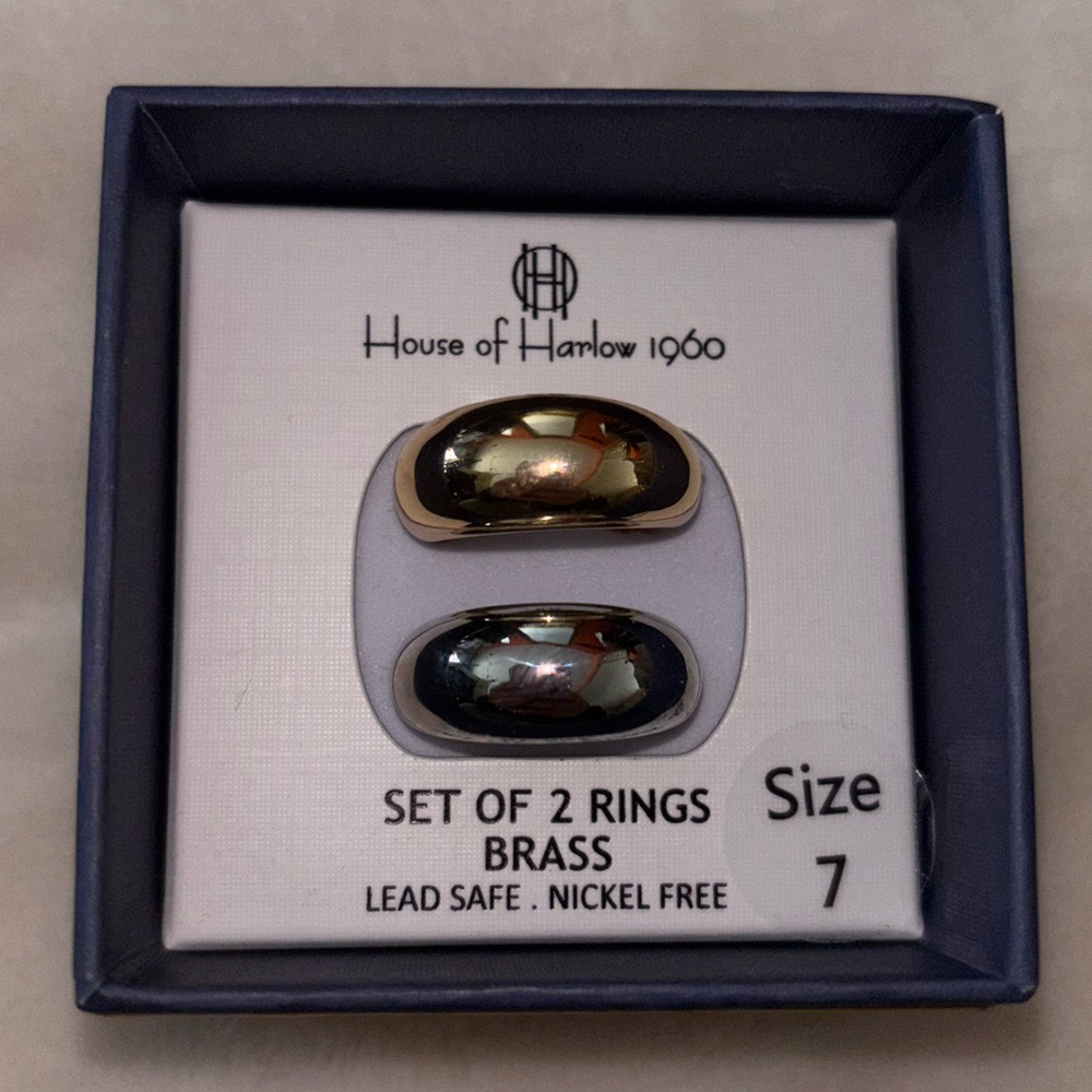 💍NEW House of Harlow 1960 Brass Rings Set Size 7